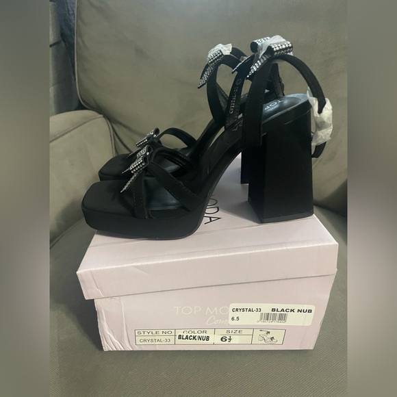 TOP Moda Black Rhinestone Heels - Picture 2 of 7